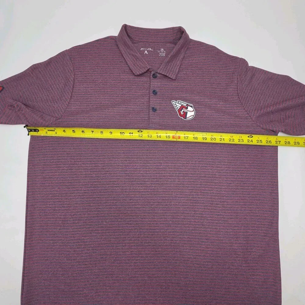 Cleveland Guardians Polo Shirt Golf Antigua MLB Baseball Red Stripe Men Sz XXL